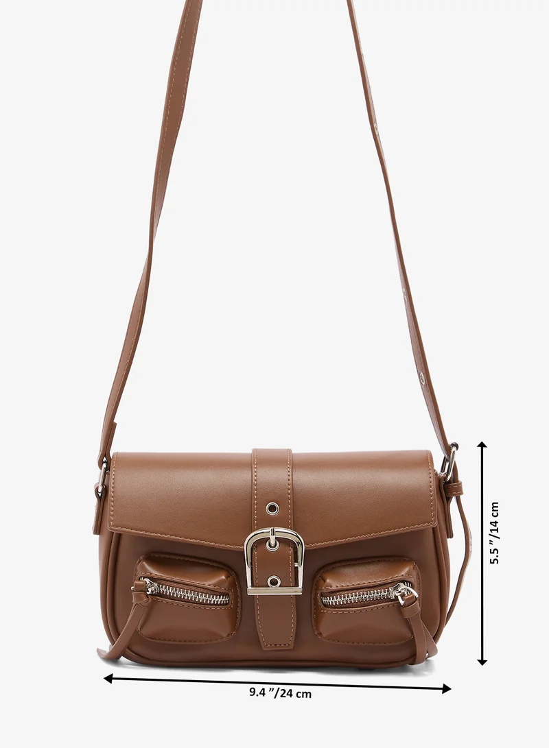 Ginger Brown Buckle Detail Crossbody for Women | Best Price UAE